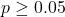 p \ge 0.05